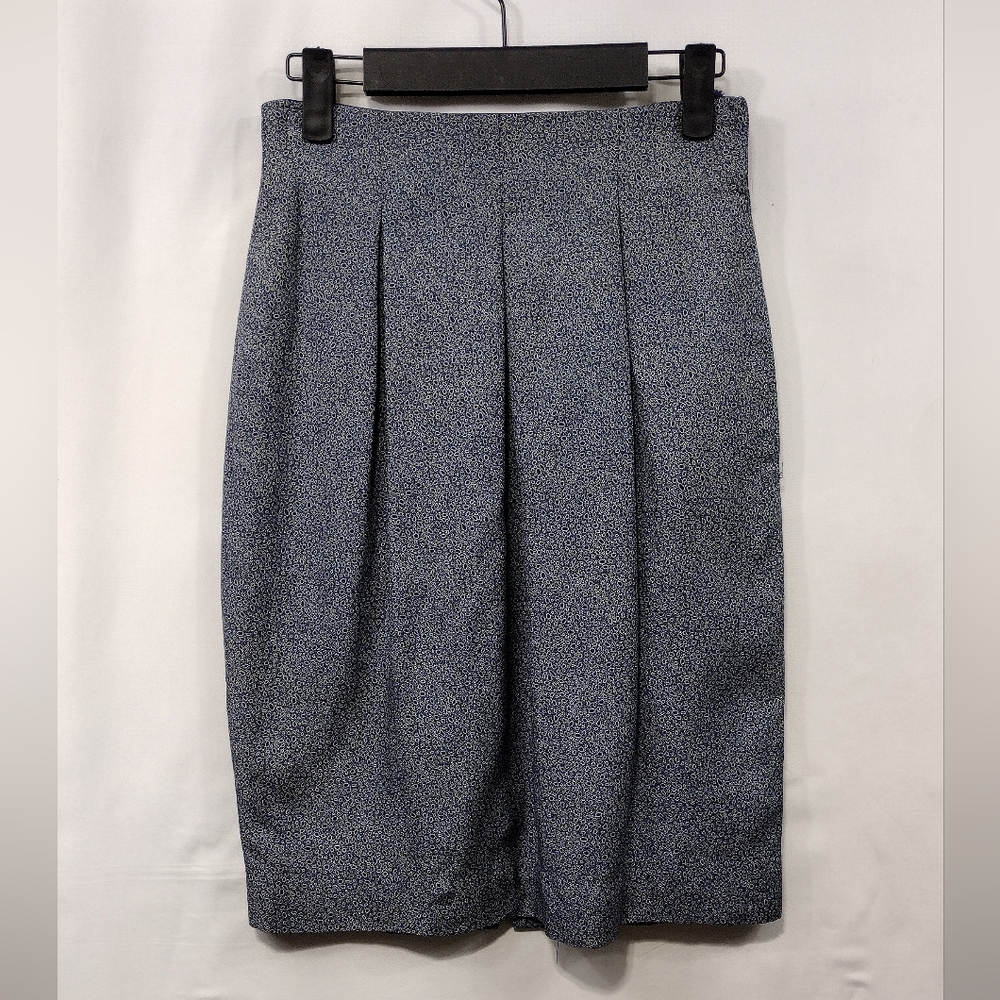 Vintage Tahari 100% Silk Pleated Skirt Women's 4 Blue Office Career Preppy Retro